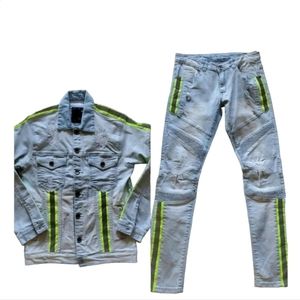 REFLECTED BLUE RIPPED STRIPJEAN SET NEW ❤️FASTSHIPING